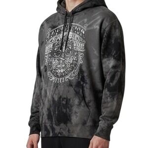 Affliction Mens small Hoodie Gray Black silver Motor Spirit Graphic distressed